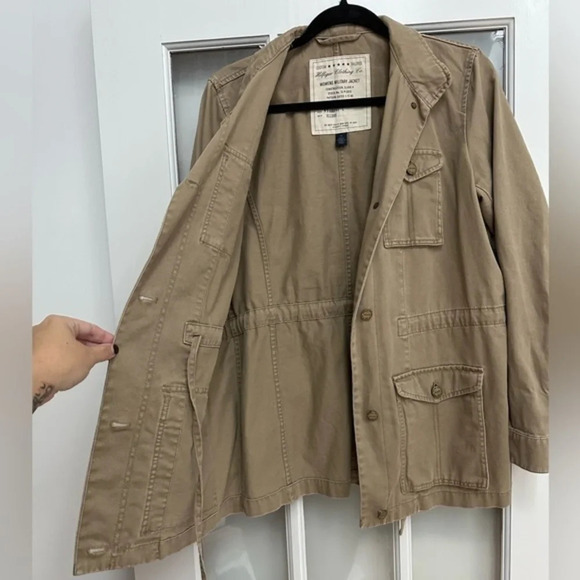 Vintage Y2K Tommy Hilfiger Women’s Military Tan Button Down Jacket Size Medium M - Picture 2 of 10